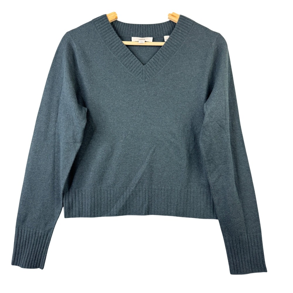 Vince Wool Cashmere V-Neck Sweater Teal Blue V928879416 Mens Medium